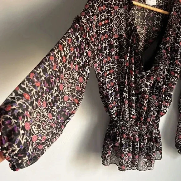 Misa Los Angeles black floral vera ruffle blouse - Picture 4 of 12